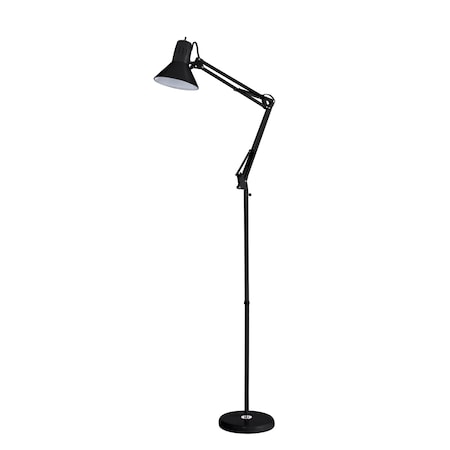 Swing Arm Metal Floor Lamp, Black